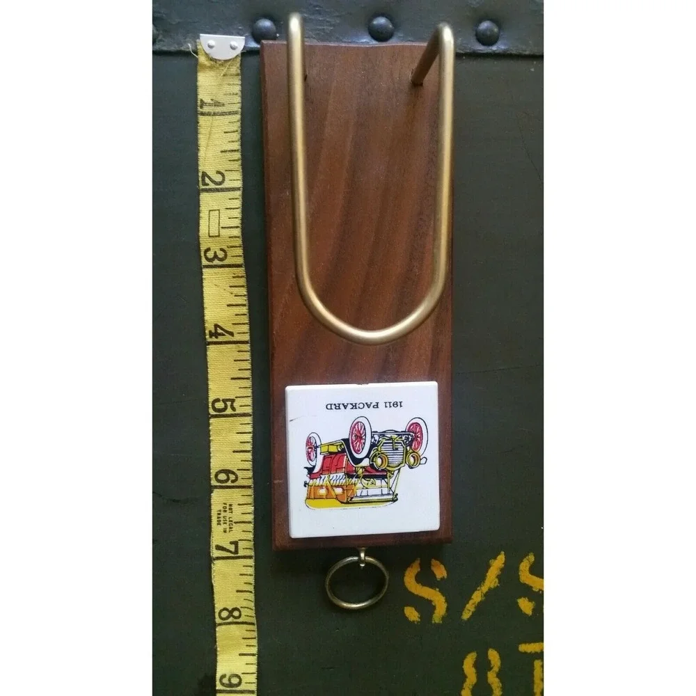 Vintage 1911 Packard Ceramic Wood Brass Wall Hanging Decor Hook USA 7